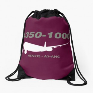 Airbus A350 1000 MSN 215 A7 ANG Drawstring Bag-by AvGeekCenteral
